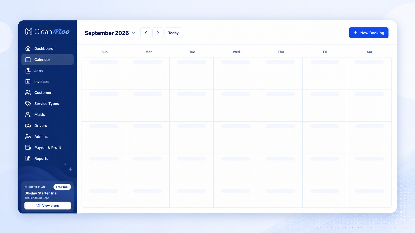 CleanMoo calendar
